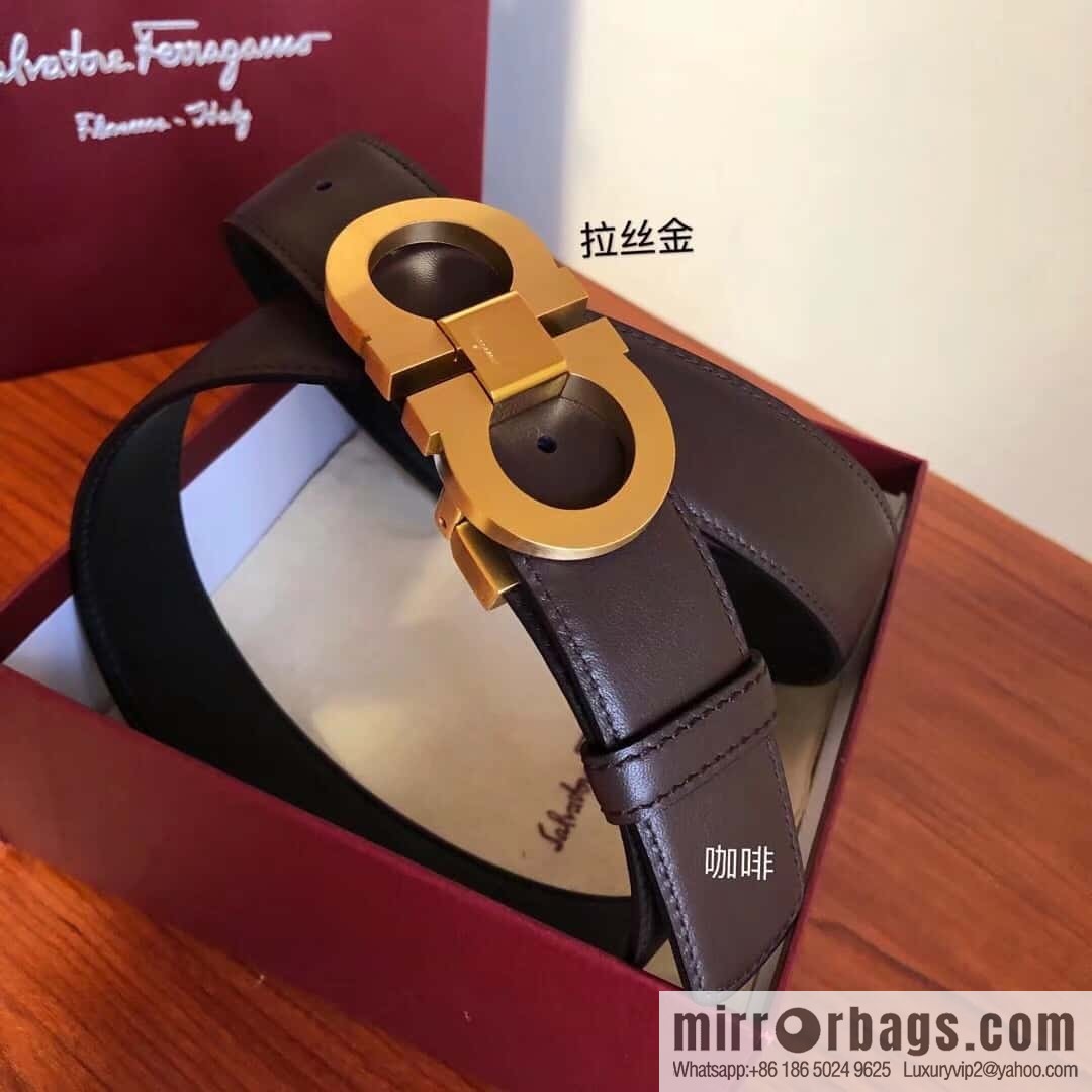 Ferragamo Ferragamo, Men's Cowhide Double Sided Available Belt 3.5cm