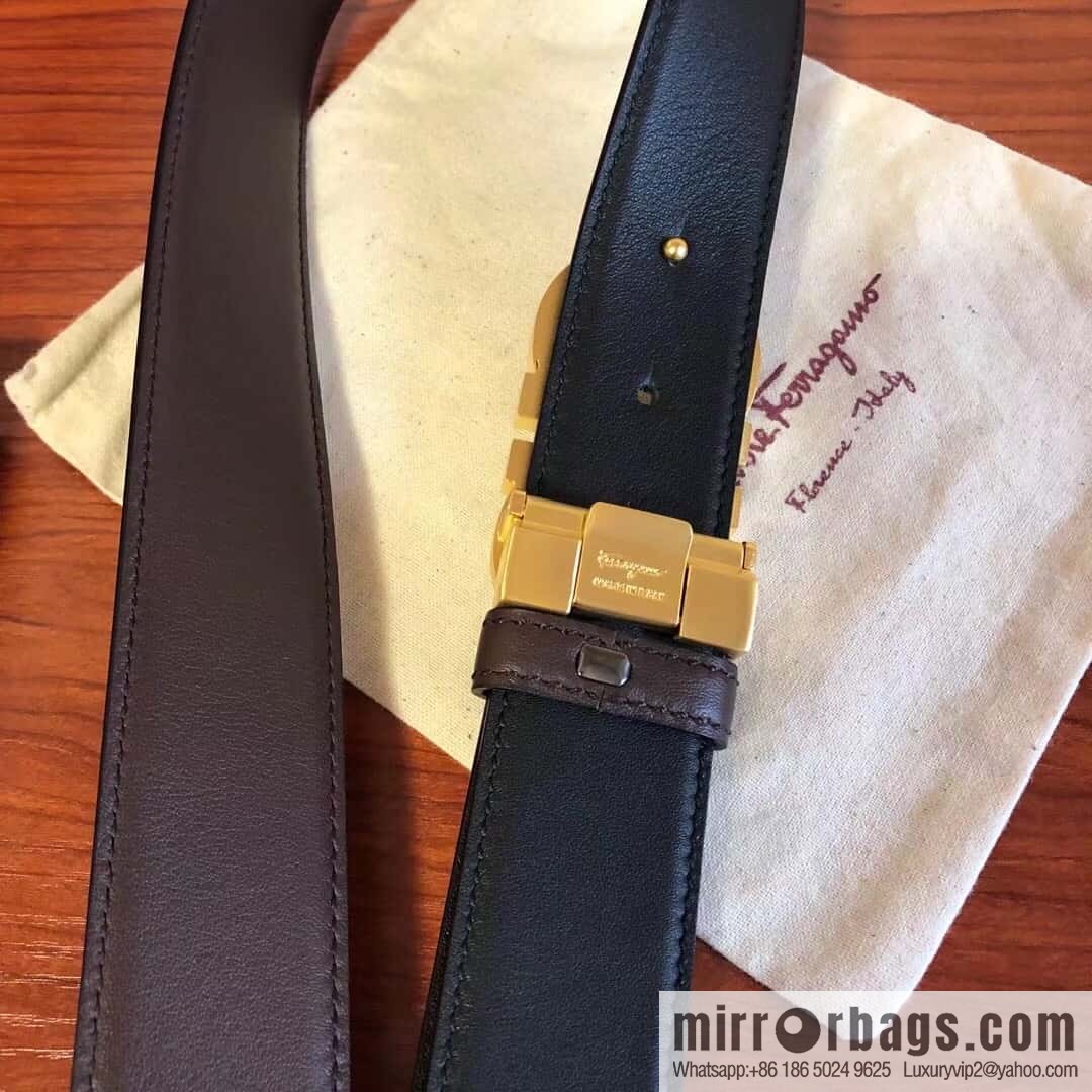 Ferragamo Ferragamo, Men's Cowhide Double Sided Available Belt 3.5cm