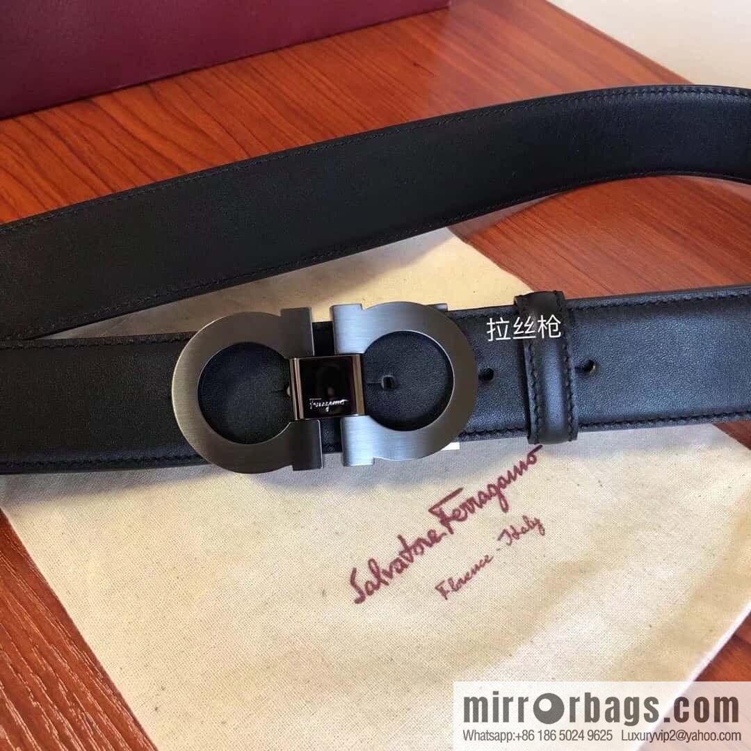 Ferragamo Ferragamo, Men's Cowhide Double Sided Available Belt 3.5cm