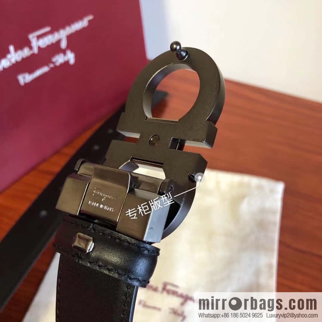 Ferragamo Ferragamo, Men's Cowhide Double Sided Available Belt 3.5cm