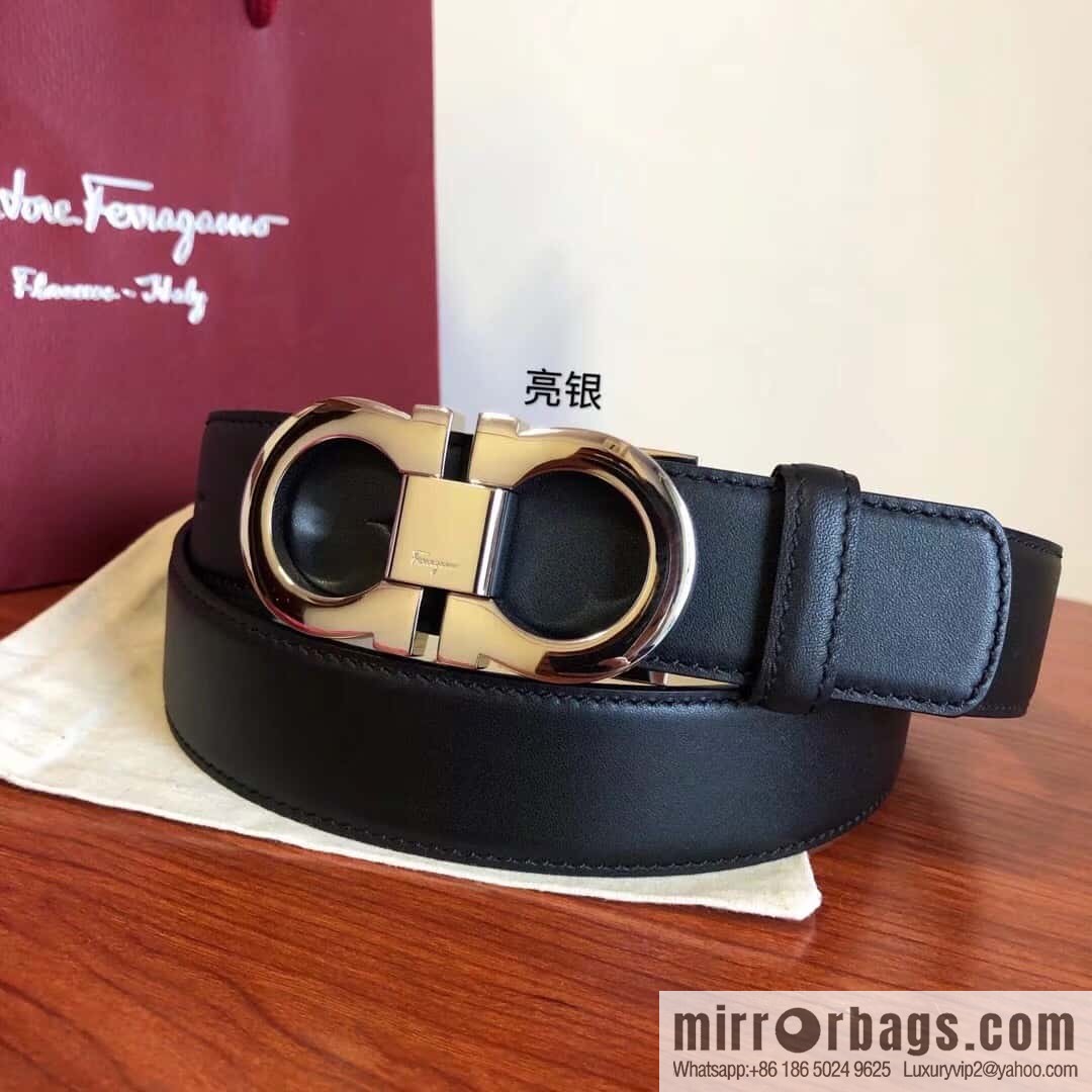 Ferragamo Ferragamo, Men's Cowhide Double Sided Available Belt 3.5cm