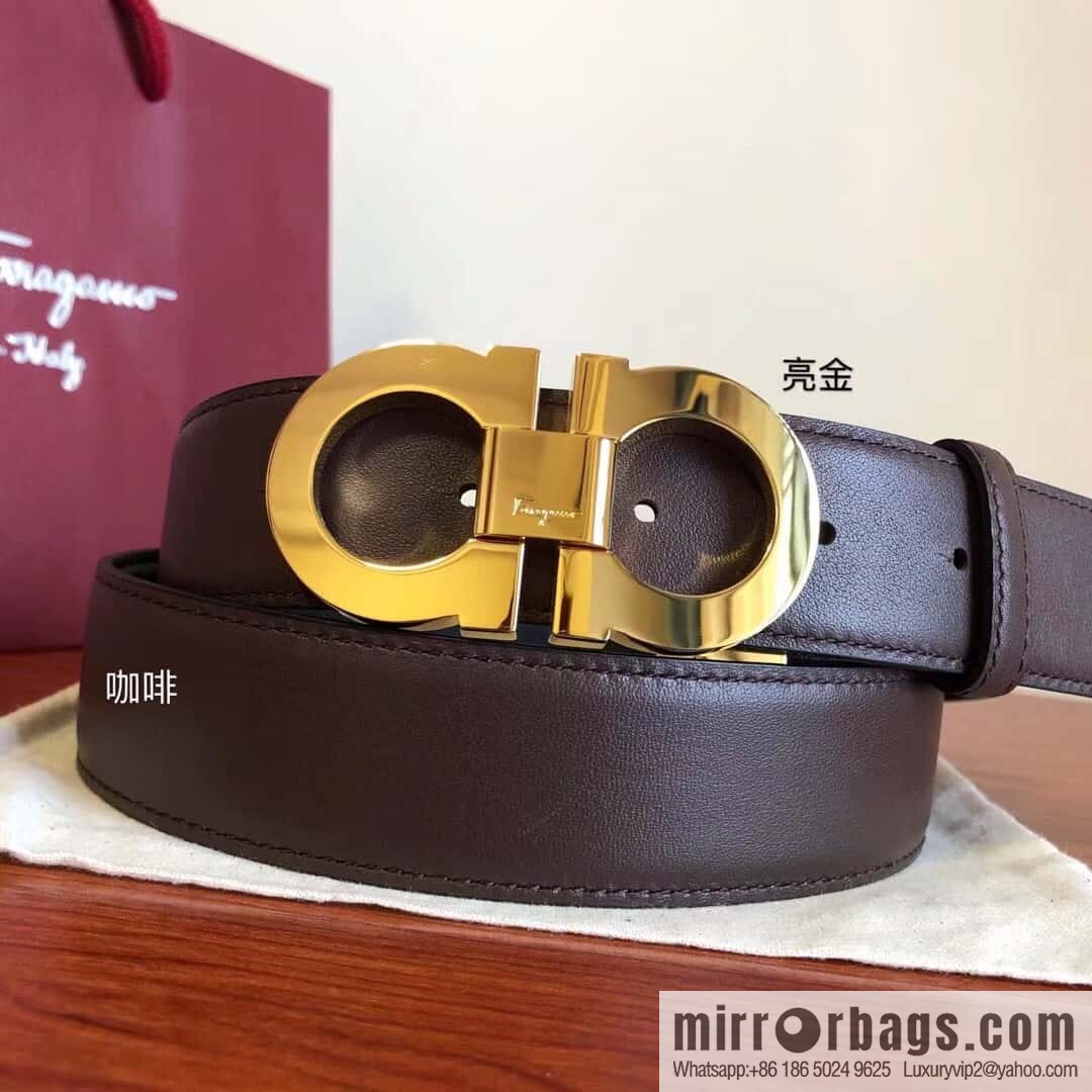 Ferragamo Ferragamo, Men's Cowhide Double Sided Available Belt 3.5cm