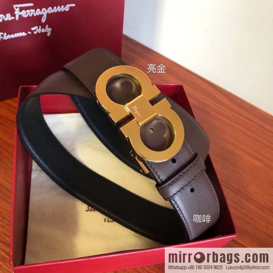 Ferragamo Ferragamo, Men's Cowhide Double Sided Available Belt 3.5cm