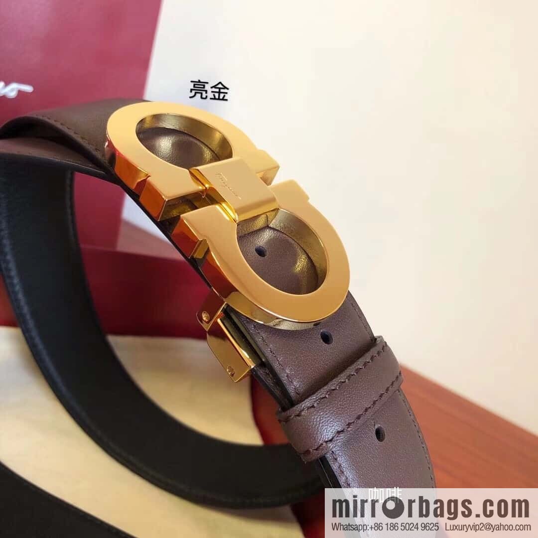 Ferragamo Ferragamo, Men's Cowhide Double Sided Available Belt 3.5cm