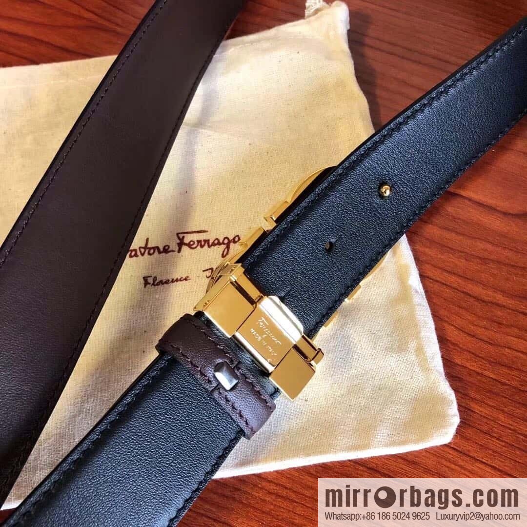 Ferragamo Ferragamo, Men's Cowhide Double Sided Available Belt 3.5cm