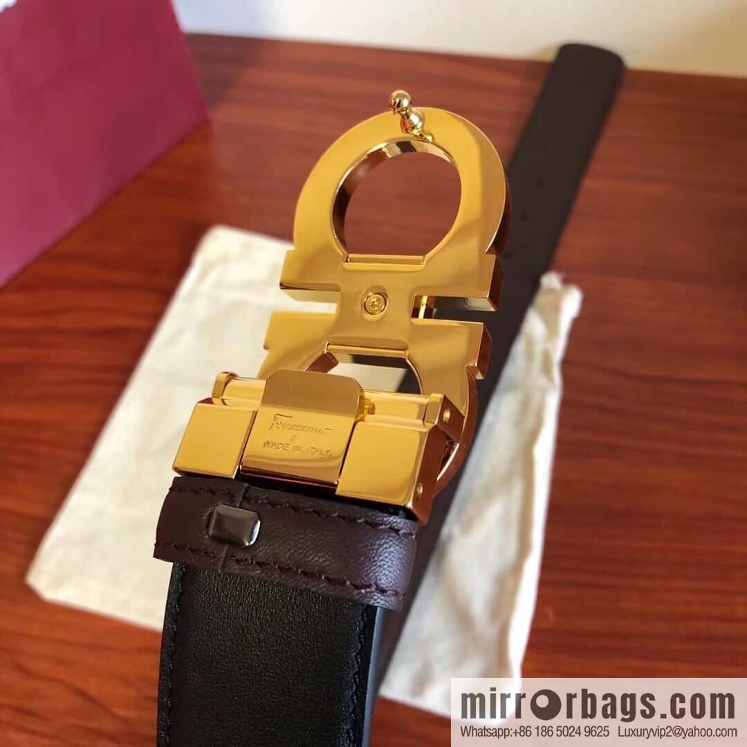 Ferragamo Ferragamo, Men's Cowhide Double Sided Available Belt 3.5cm