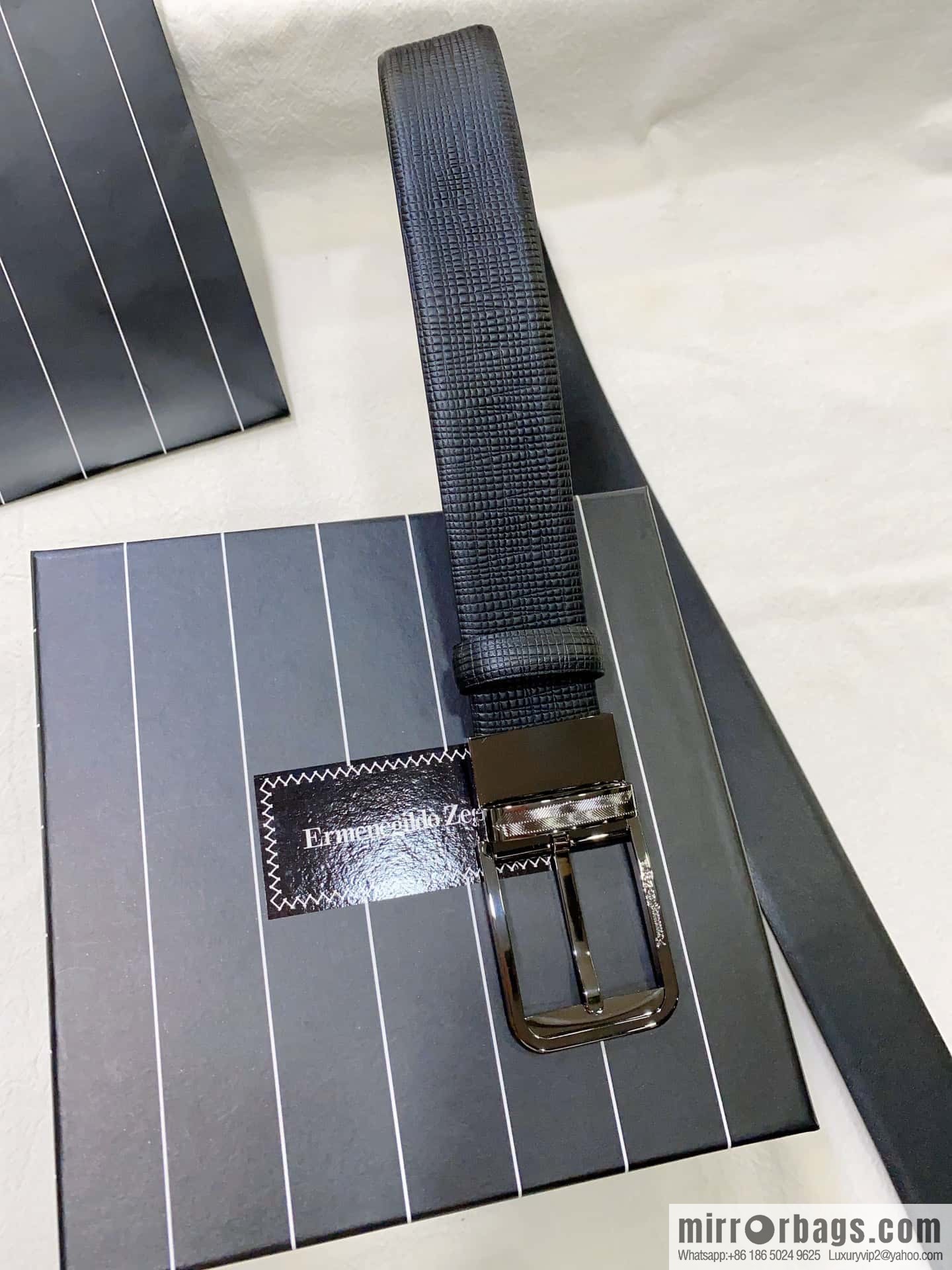 ZEGNA Zegna, men's business leisure rotating pin buckle imported first layer corrugated cowhide belt 3.5cm
