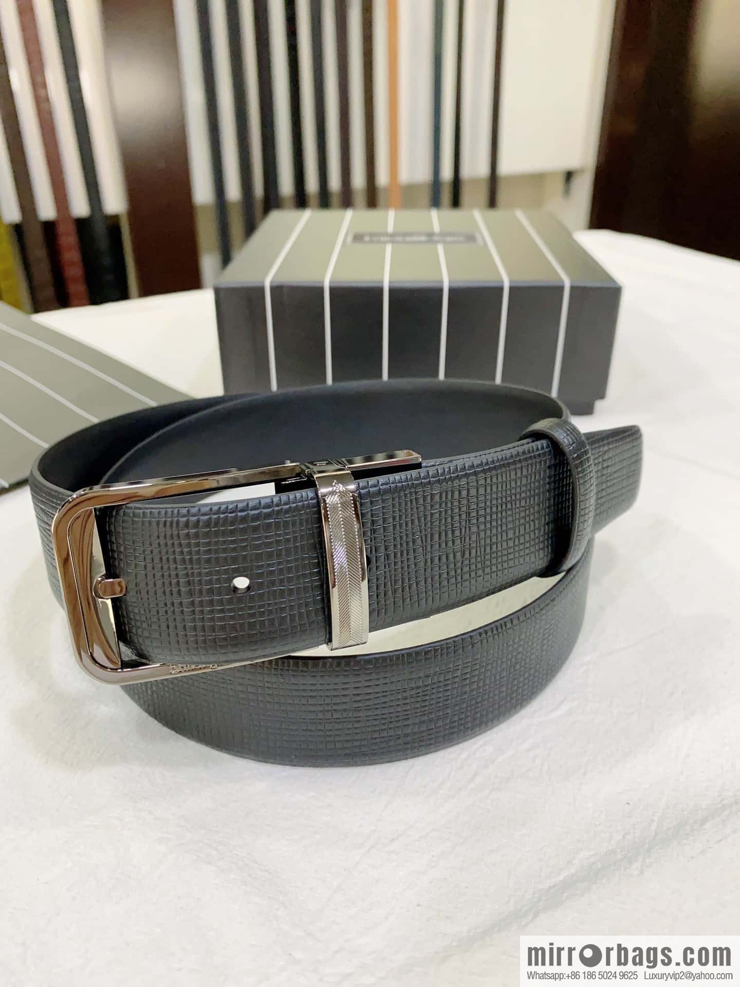 ZEGNA Zegna, men's business leisure rotating pin buckle imported first layer corrugated cowhide belt 3.5cm