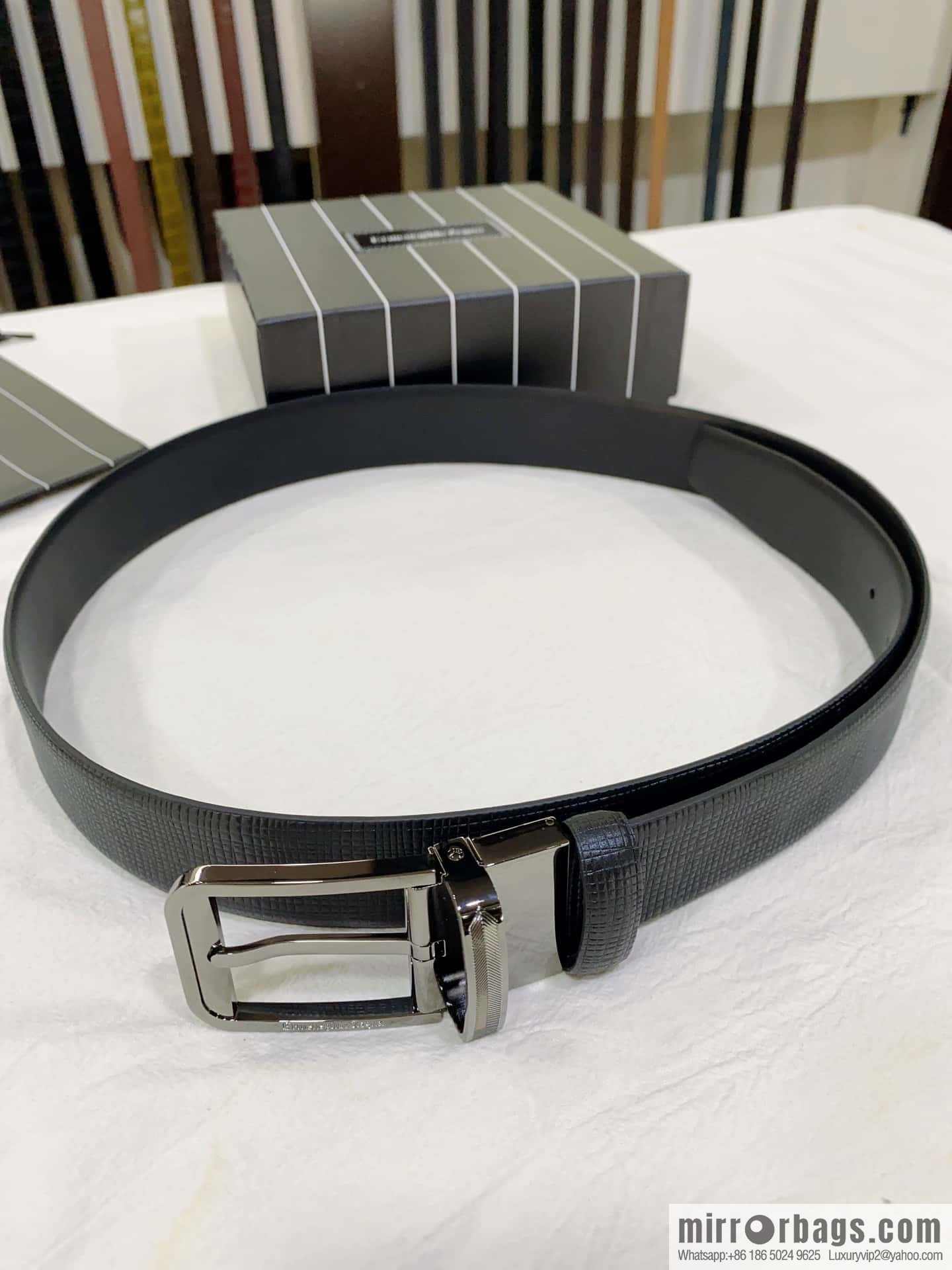 ZEGNA Zegna, men's business leisure rotating pin buckle imported first layer corrugated cowhide belt 3.5cm