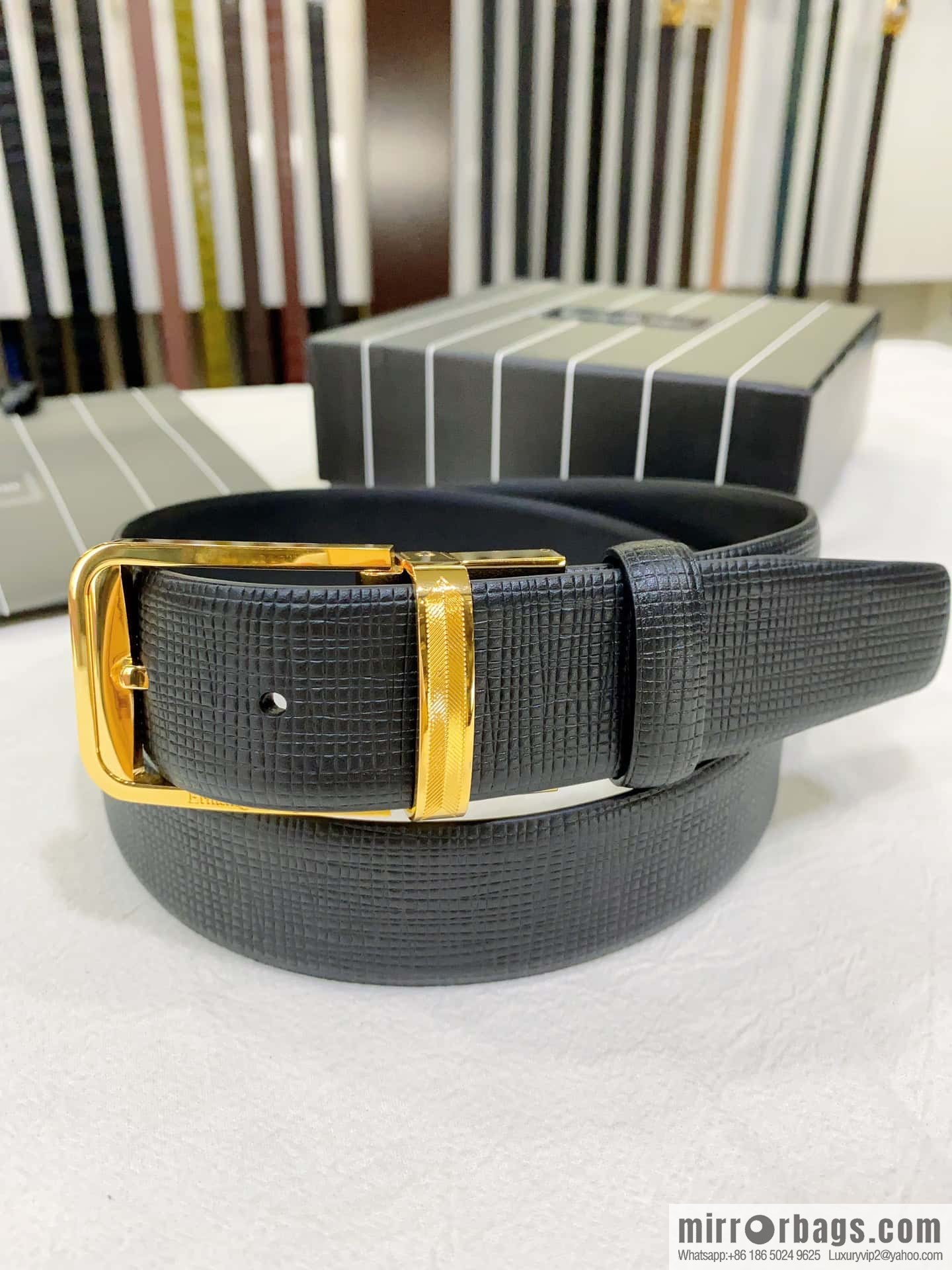 ZEGNA Zegna, men's business leisure rotating pin buckle imported first layer corrugated cowhide belt 3.5cm