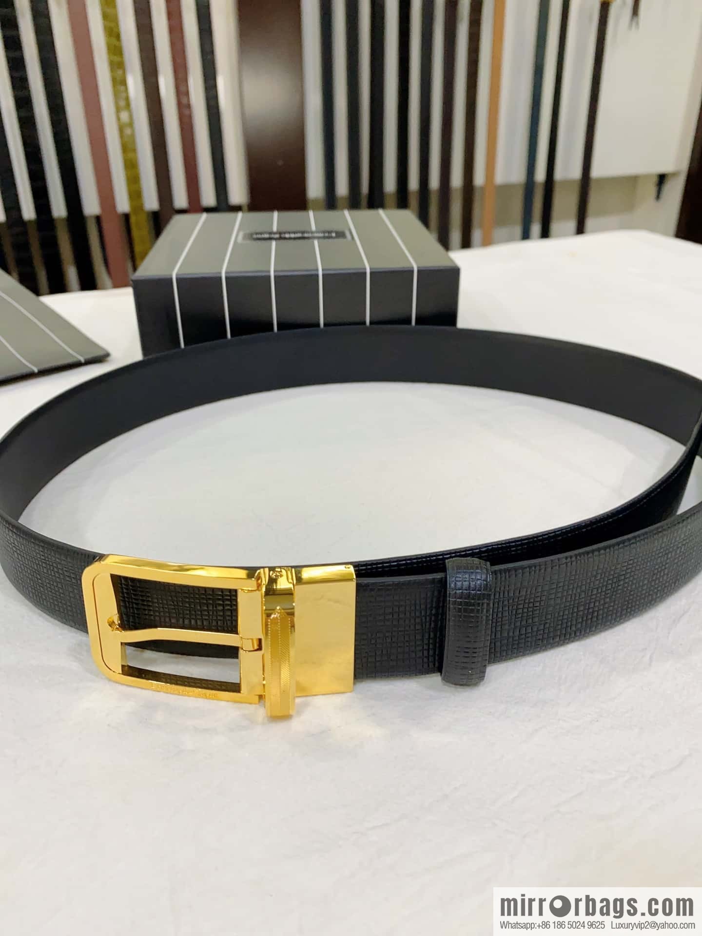 ZEGNA Zegna, men's business leisure rotating pin buckle imported first layer corrugated cowhide belt 3.5cm