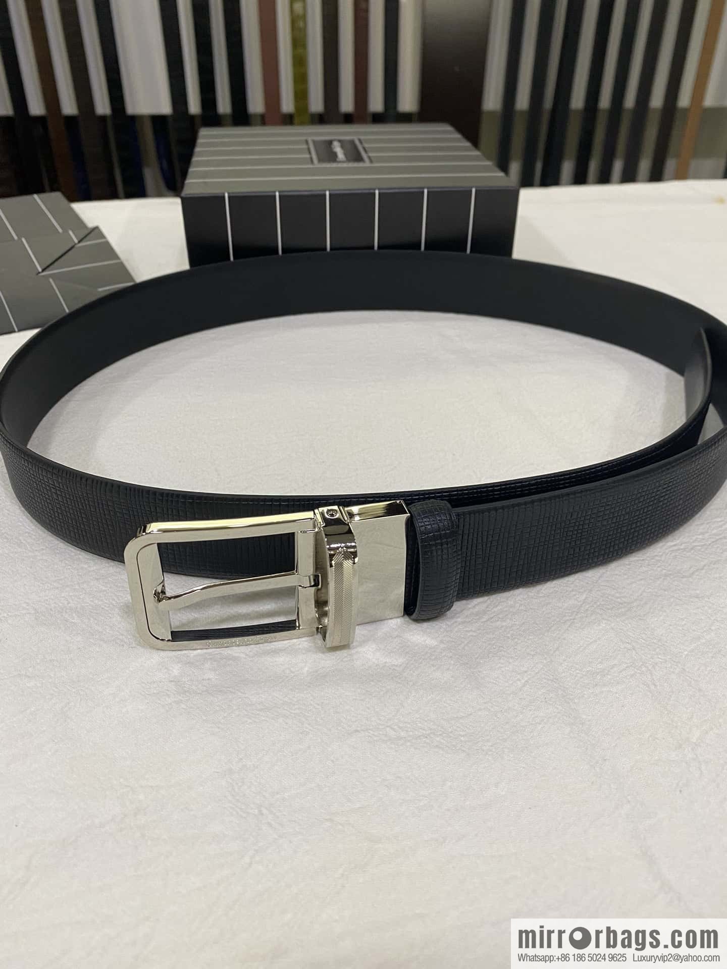 ZEGNA Zegna, men's business leisure rotating pin buckle imported first layer corrugated cowhide belt 3.5cm