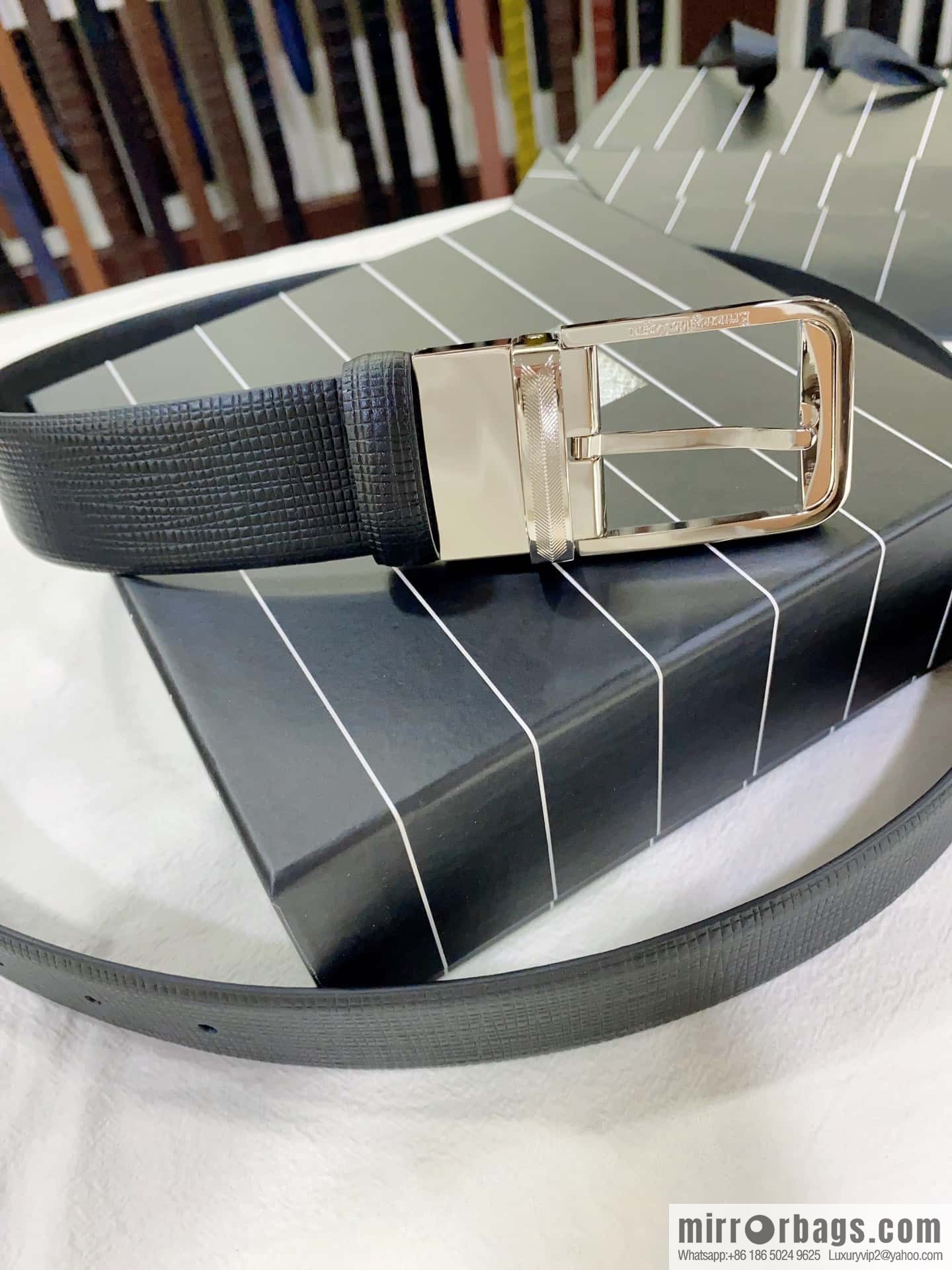 ZEGNA Zegna, men's business leisure rotating pin buckle imported first layer corrugated cowhide belt 3.5cm