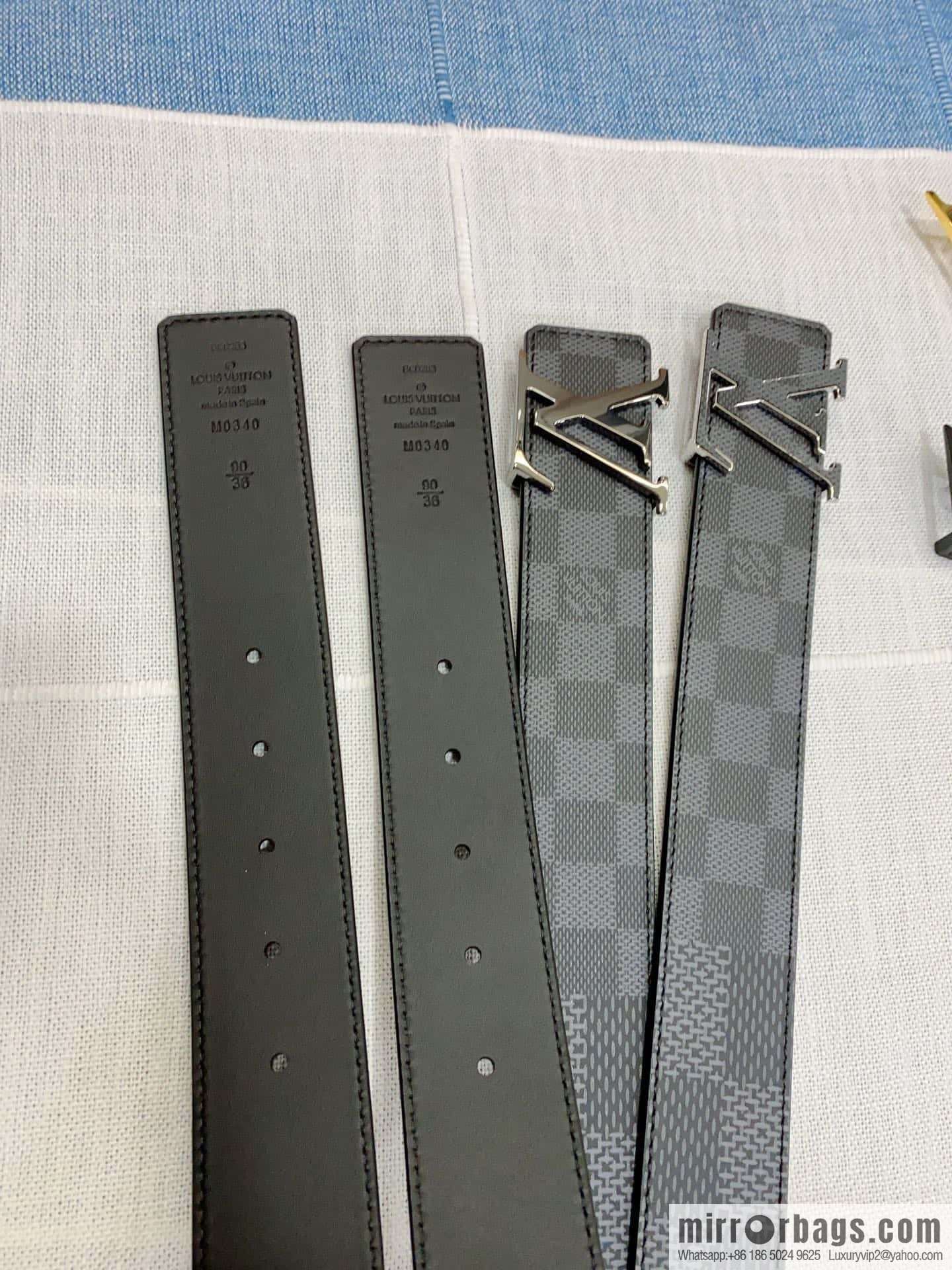 LV button head double-sided belt, men's width 4.0cm M0340