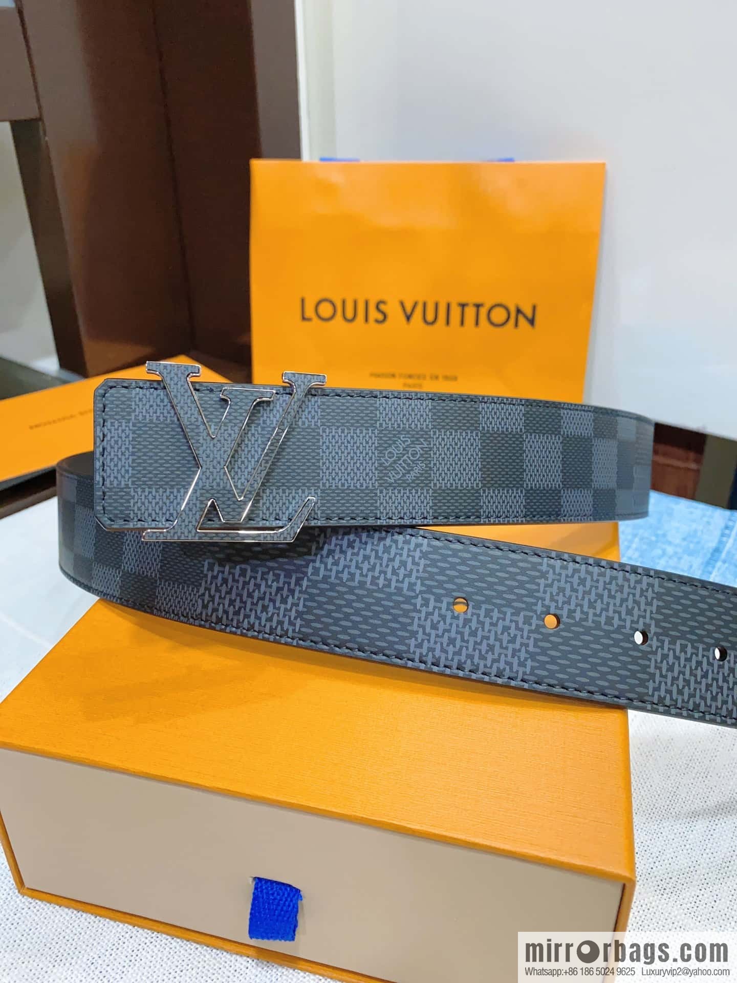 LV button head double-sided belt, men's width 4.0cm M0340