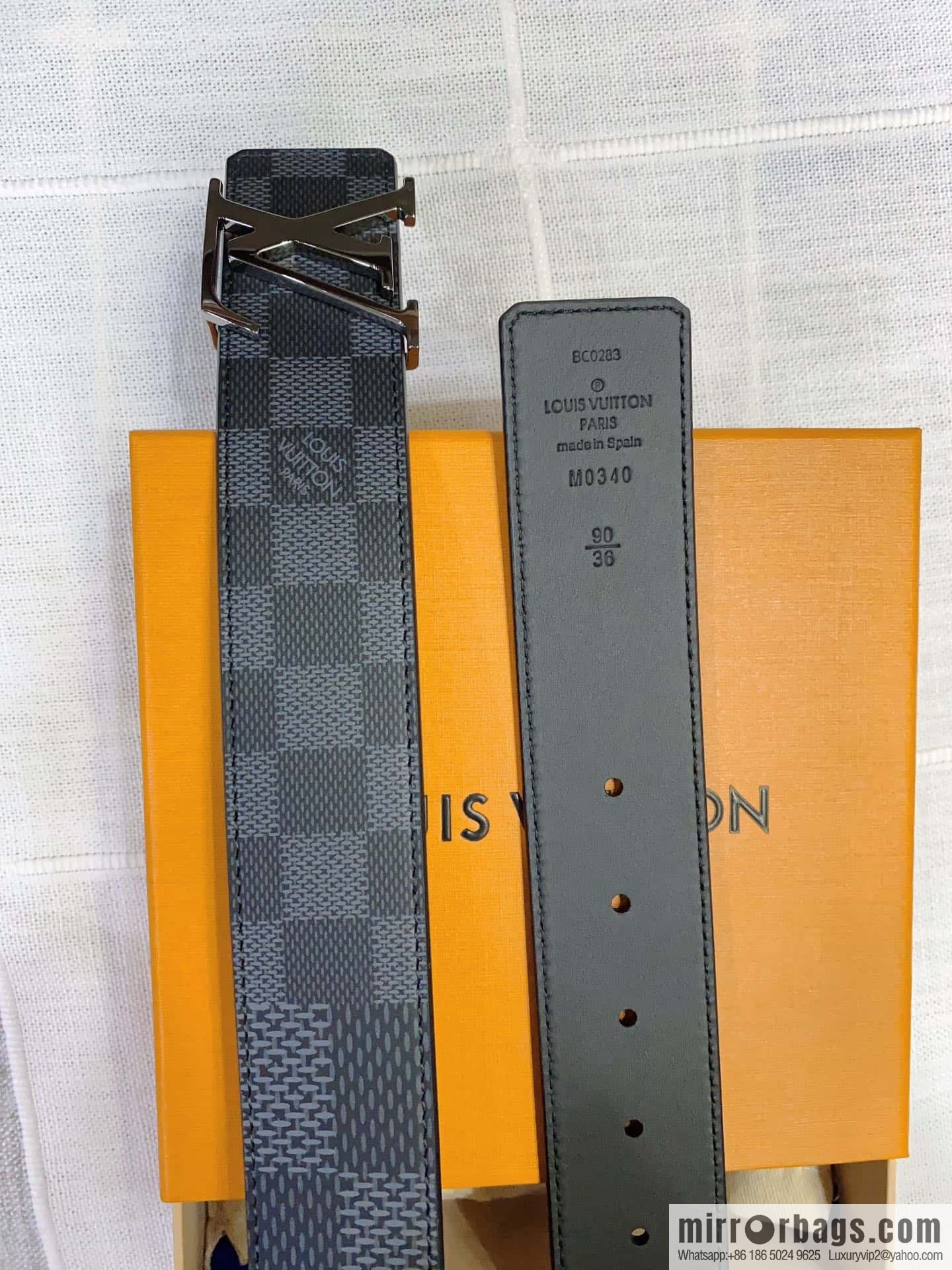 LV button head double-sided belt, men's width 4.0cm M0340