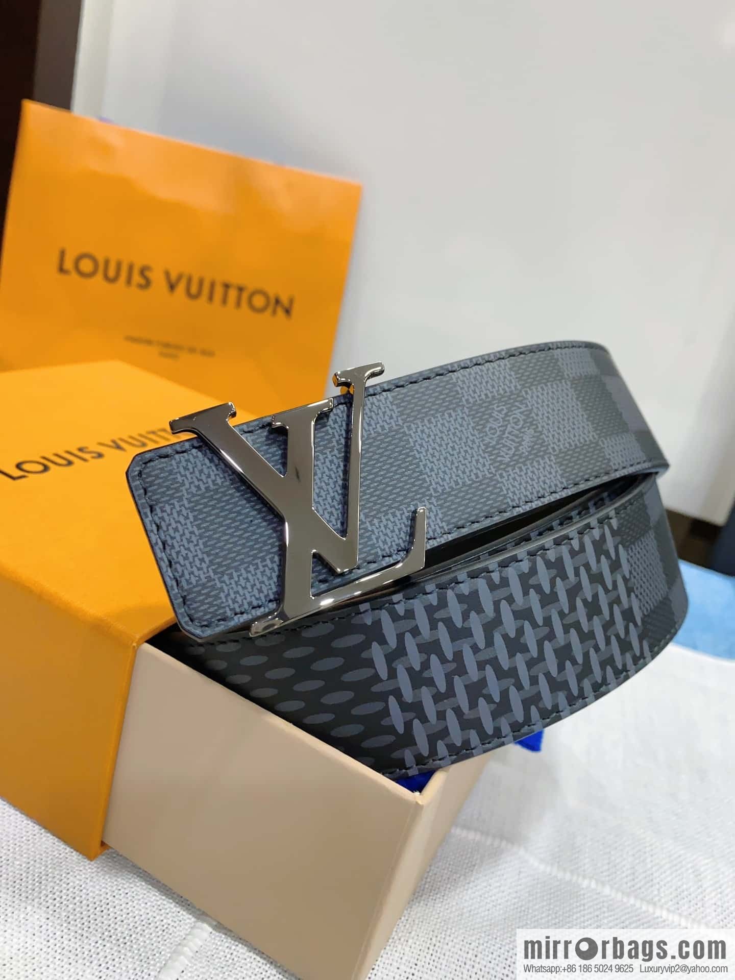 LV button head double-sided belt, men's width 4.0cm M0340