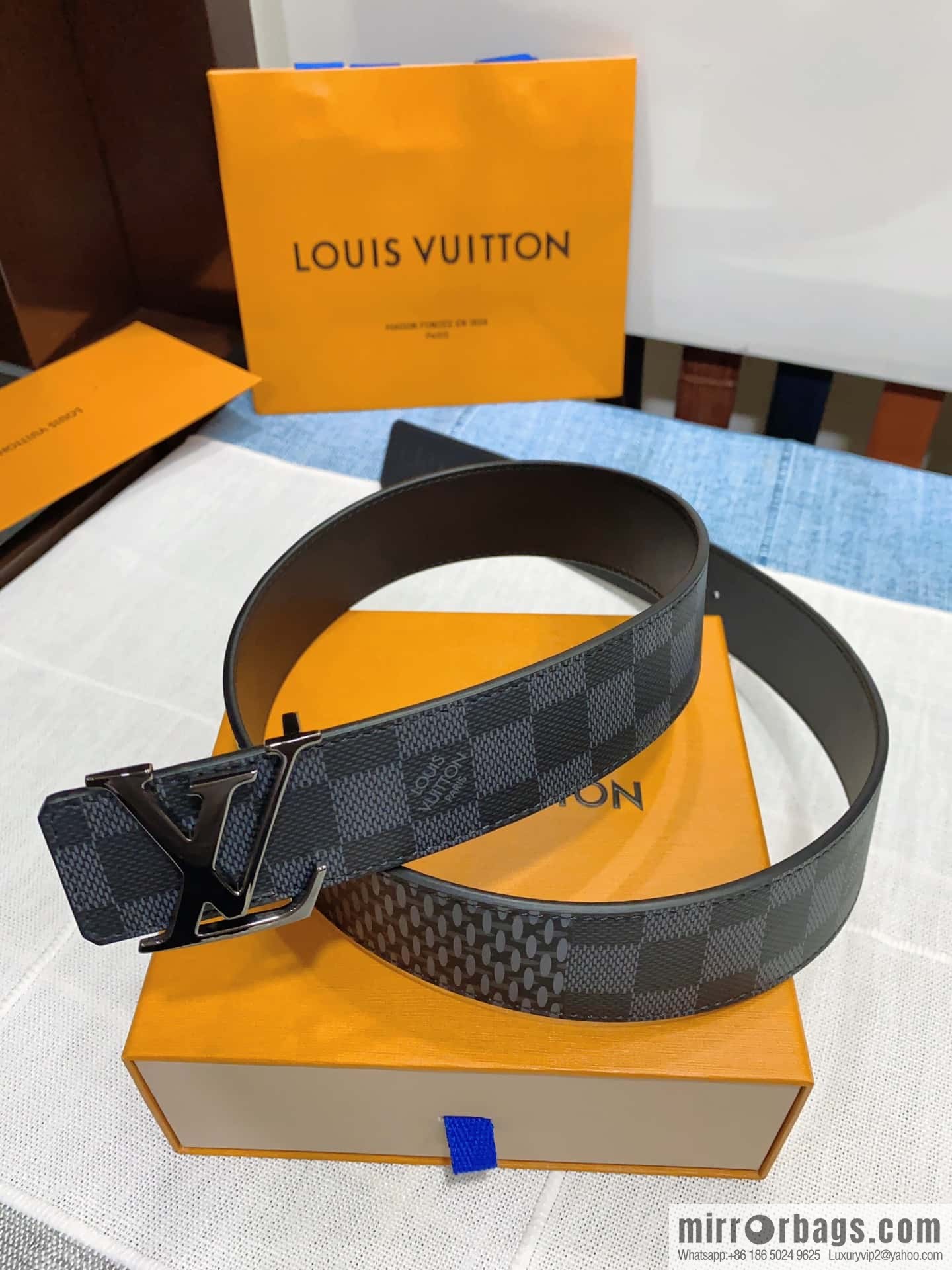 LV button head double-sided belt, men's width 4.0cm M0340