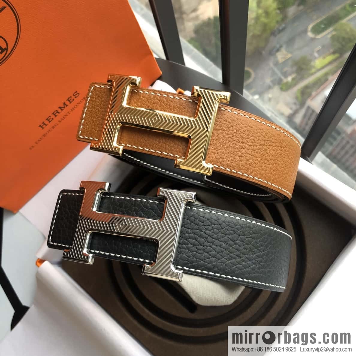 Hermes Hermes, stainless steel pattern buckle, imported selected high-quality leather belt 3.8cm
