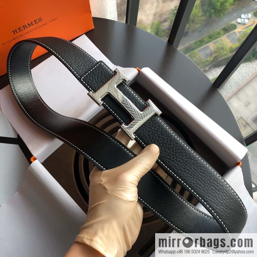Hermes Hermes, stainless steel pattern buckle, imported selected high-quality leather belt 3.8cm