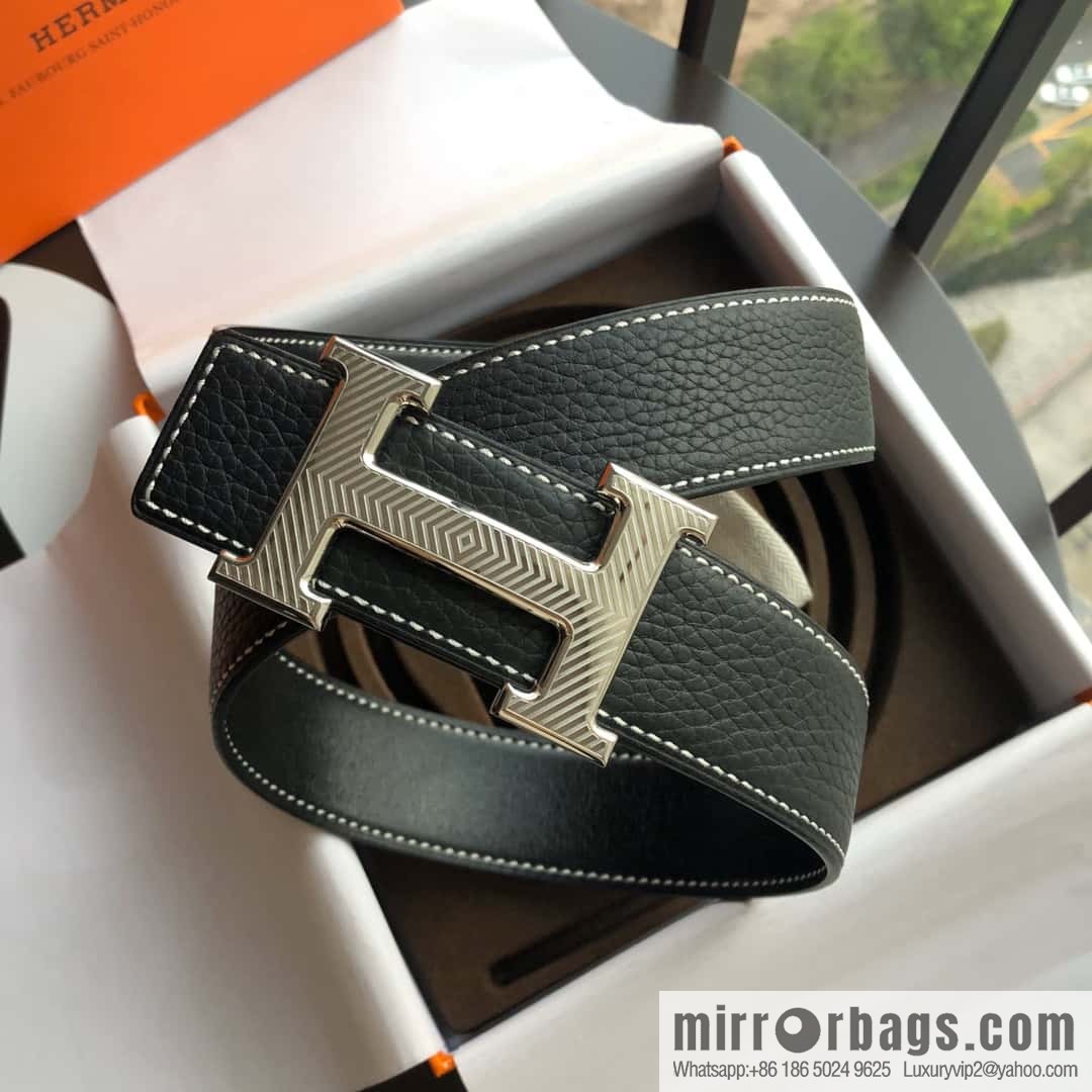 Hermes Hermes, stainless steel pattern buckle, imported selected high-quality leather belt 3.8cm