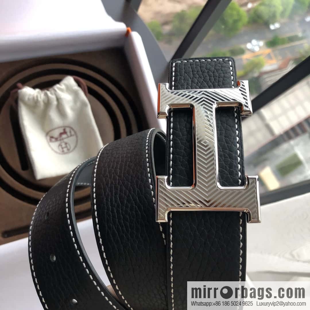 Hermes Hermes, stainless steel pattern buckle, imported selected high-quality leather belt 3.8cm