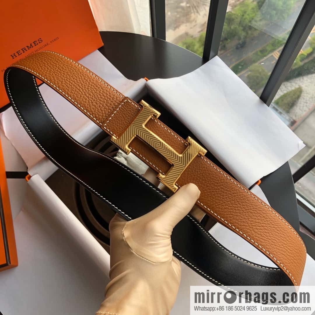 Hermes Hermes, stainless steel pattern buckle, imported selected high-quality leather belt 3.8cm