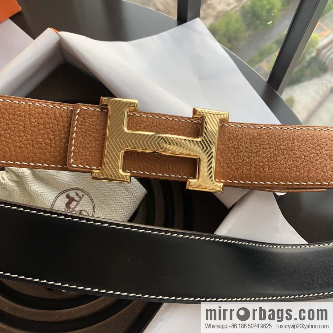 Hermes Hermes, stainless steel pattern buckle, imported selected high-quality leather belt 3.8cm