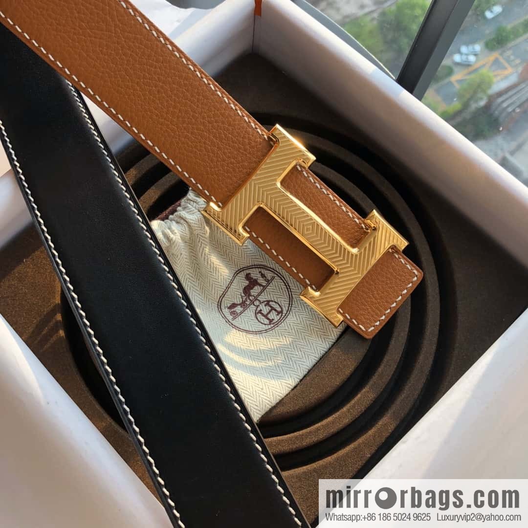 Hermes Hermes, stainless steel pattern buckle, imported selected high-quality leather belt 3.8cm