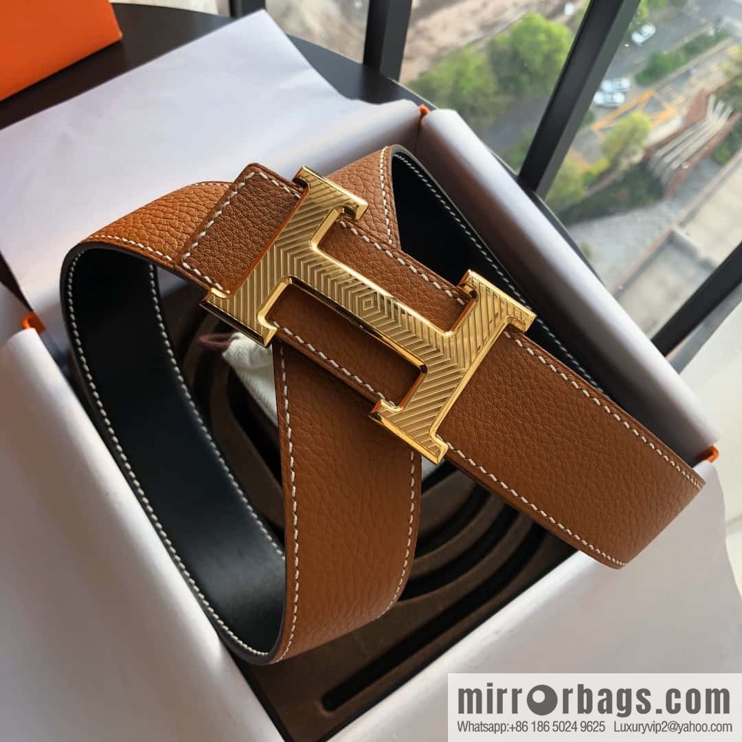 Hermes Hermes, stainless steel pattern buckle, imported selected high-quality leather belt 3.8cm