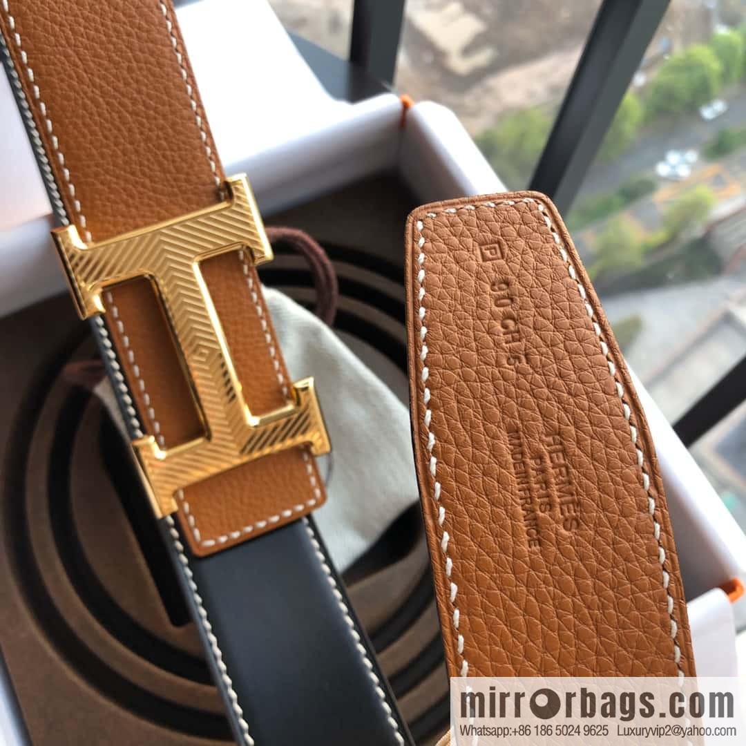 Hermes Hermes, stainless steel pattern buckle, imported selected high-quality leather belt 3.8cm