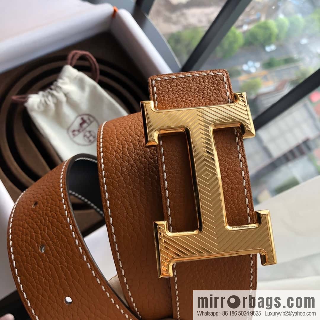 Hermes Hermes, stainless steel pattern buckle, imported selected high-quality leather belt 3.8cm