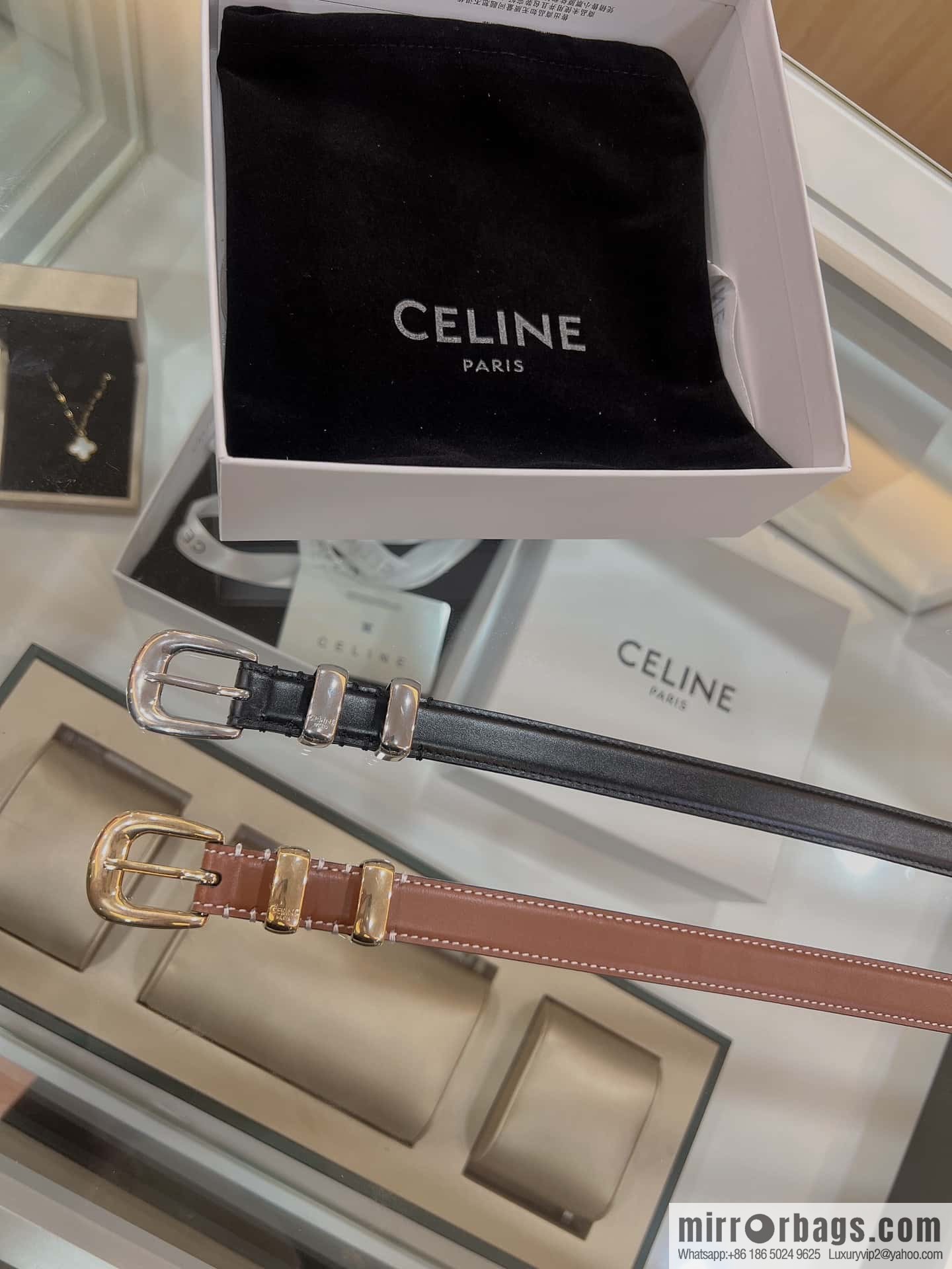 CELINE Celine, Vintage Metal Hardware 1.8cm First Layer Cowhide Belt
