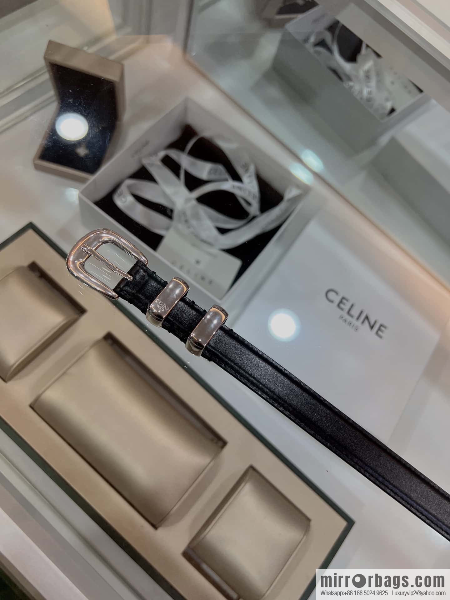 CELINE Celine, Vintage Metal Hardware 1.8cm First Layer Cowhide Belt