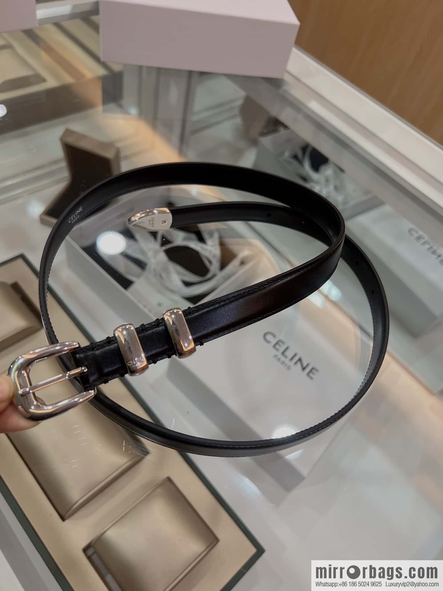 CELINE Celine, Vintage Metal Hardware 1.8cm First Layer Cowhide Belt