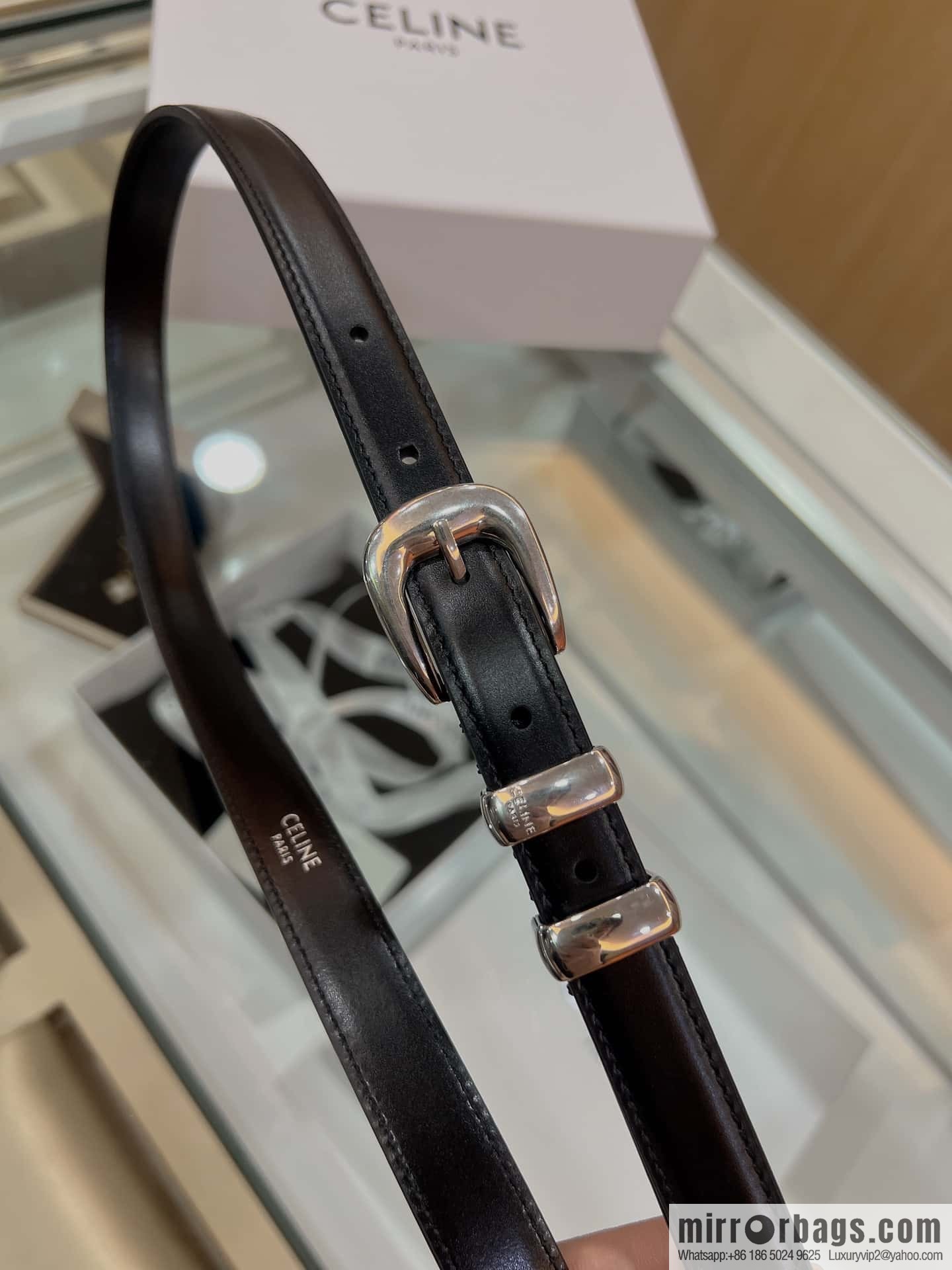 CELINE Celine, Vintage Metal Hardware 1.8cm First Layer Cowhide Belt