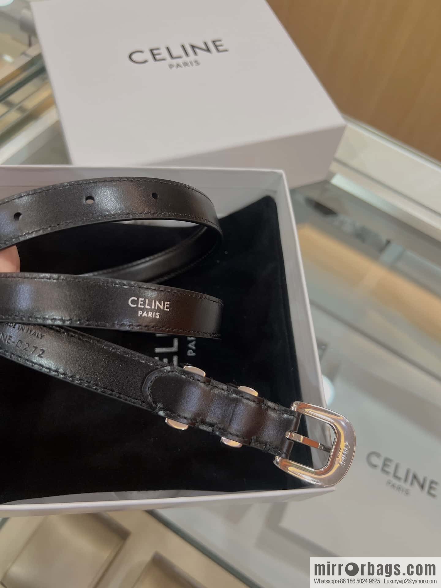 CELINE Celine, Vintage Metal Hardware 1.8cm First Layer Cowhide Belt