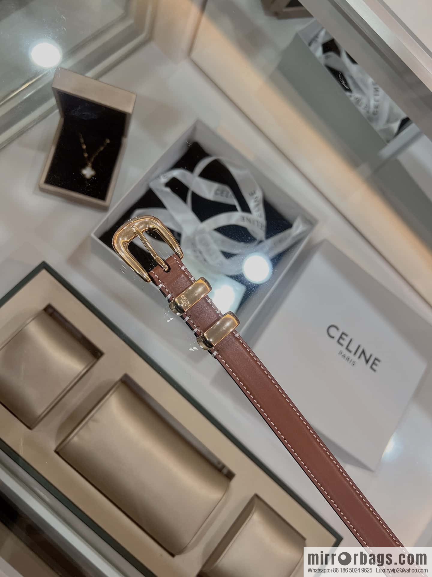 CELINE Celine, Vintage Metal Hardware 1.8cm First Layer Cowhide Belt