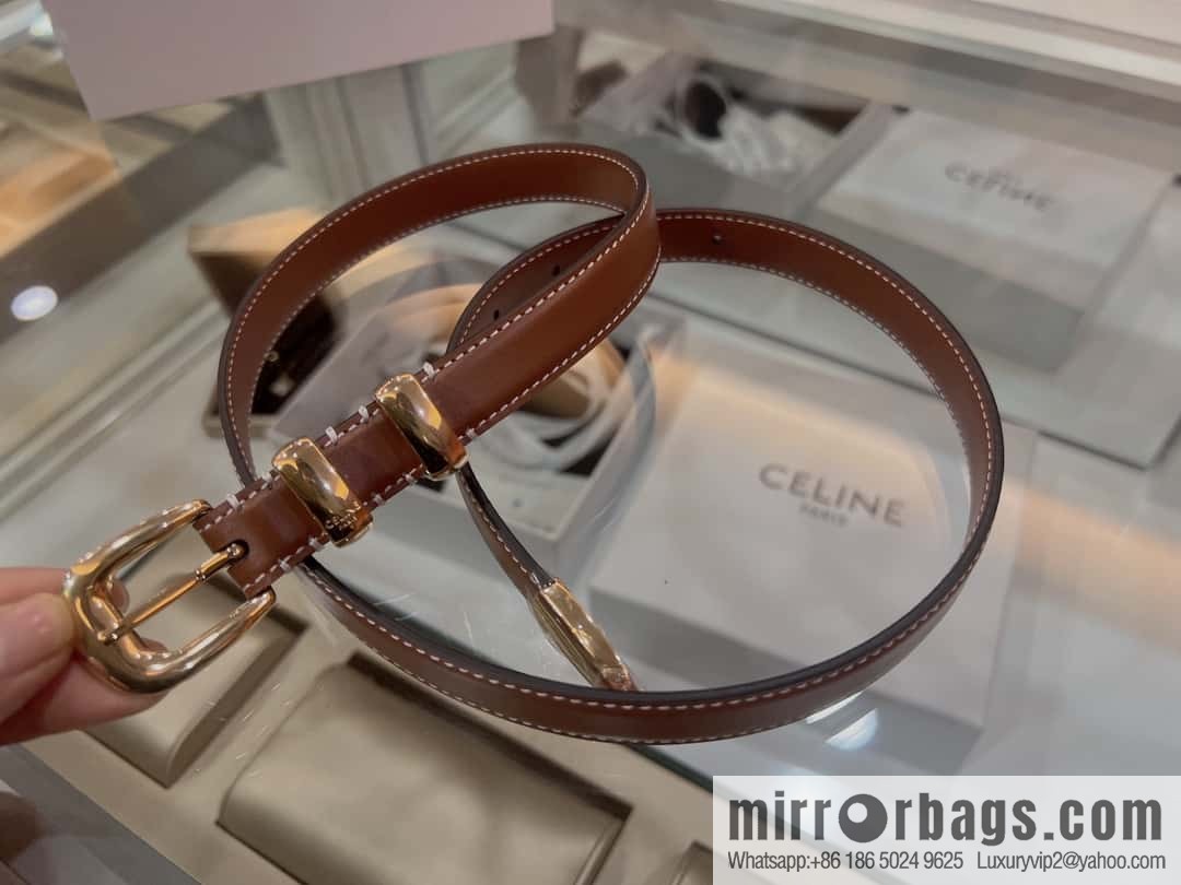 CELINE Celine, Vintage Metal Hardware 1.8cm First Layer Cowhide Belt