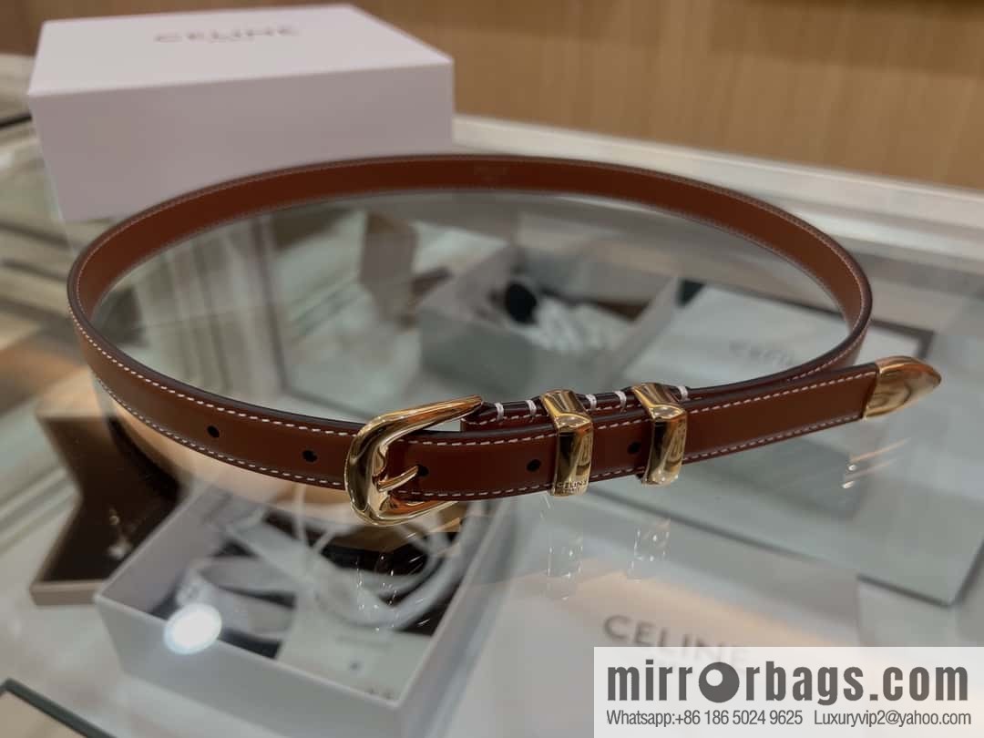 CELINE Celine, Vintage Metal Hardware 1.8cm First Layer Cowhide Belt