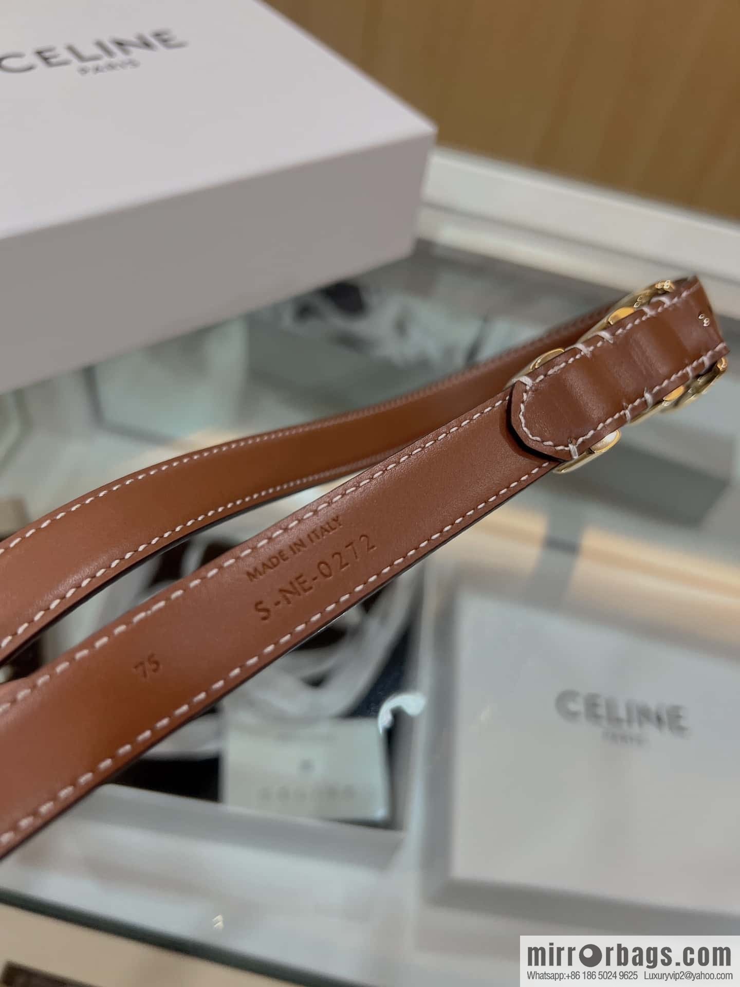CELINE Celine, Vintage Metal Hardware 1.8cm First Layer Cowhide Belt