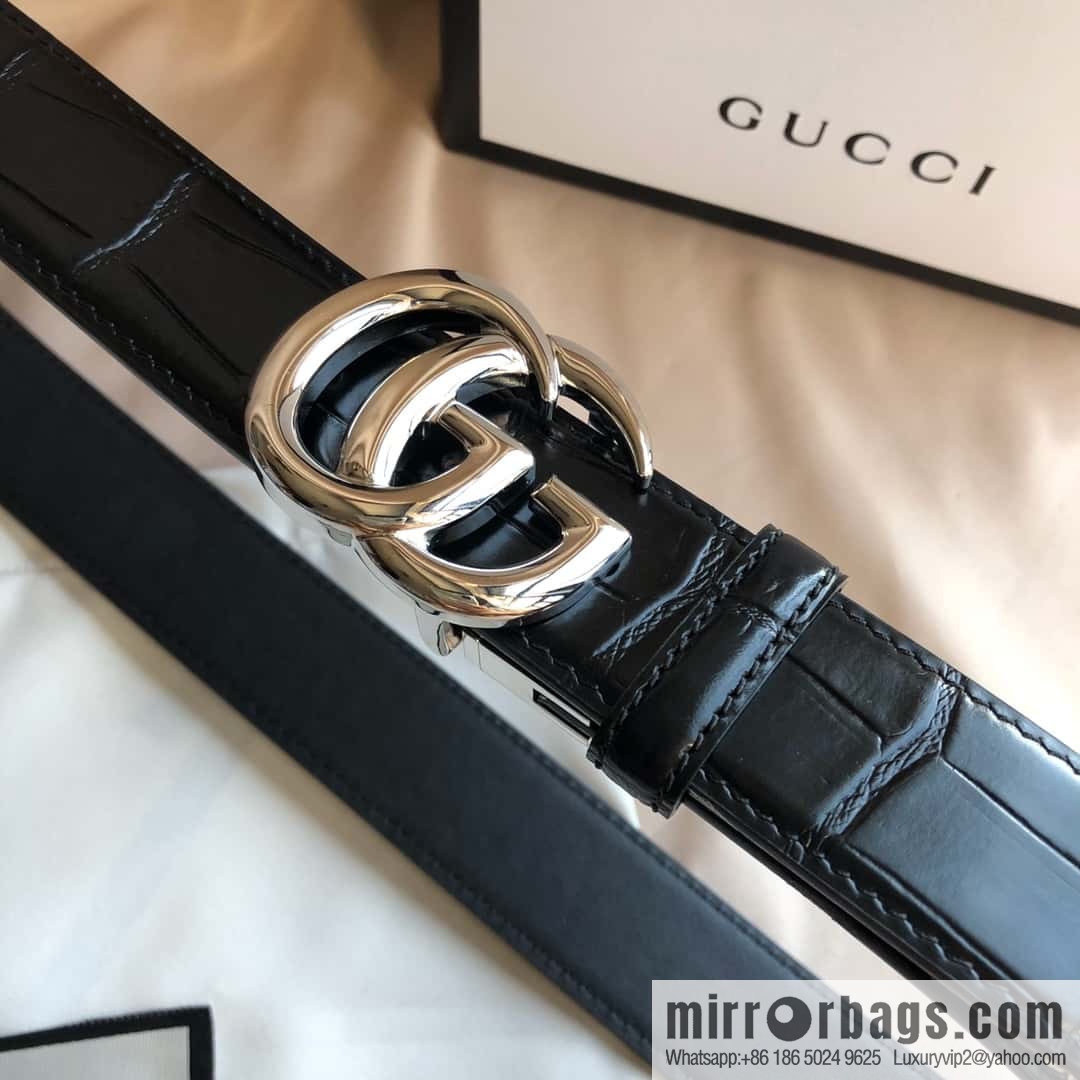 GUCCI G rotating metal clip buckle, double-sided external belt 3.5CM