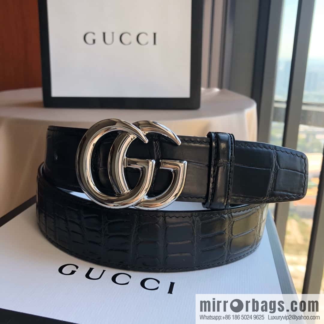 GUCCI G rotating metal clip buckle, double-sided external belt 3.5CM