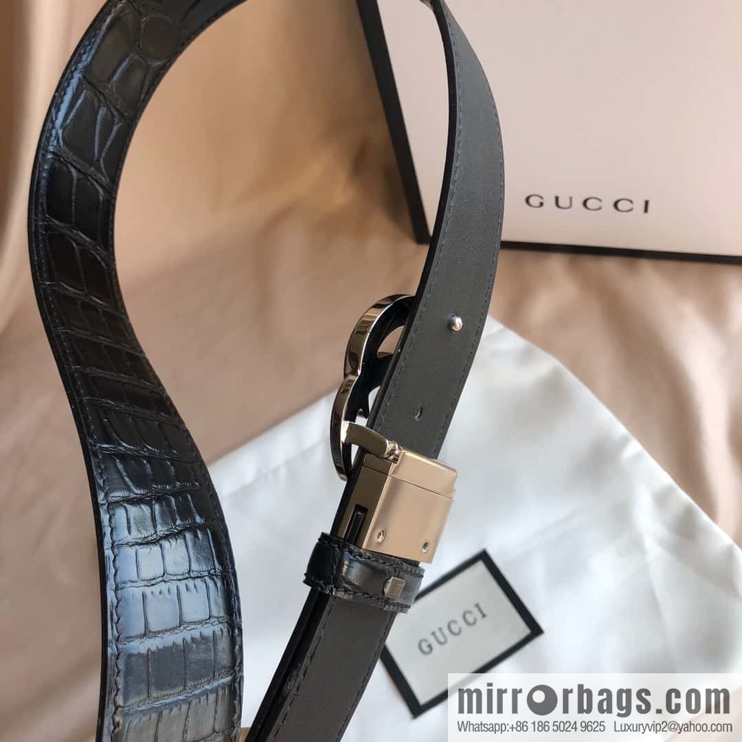 GUCCI G rotating metal clip buckle, double-sided external belt 3.5CM