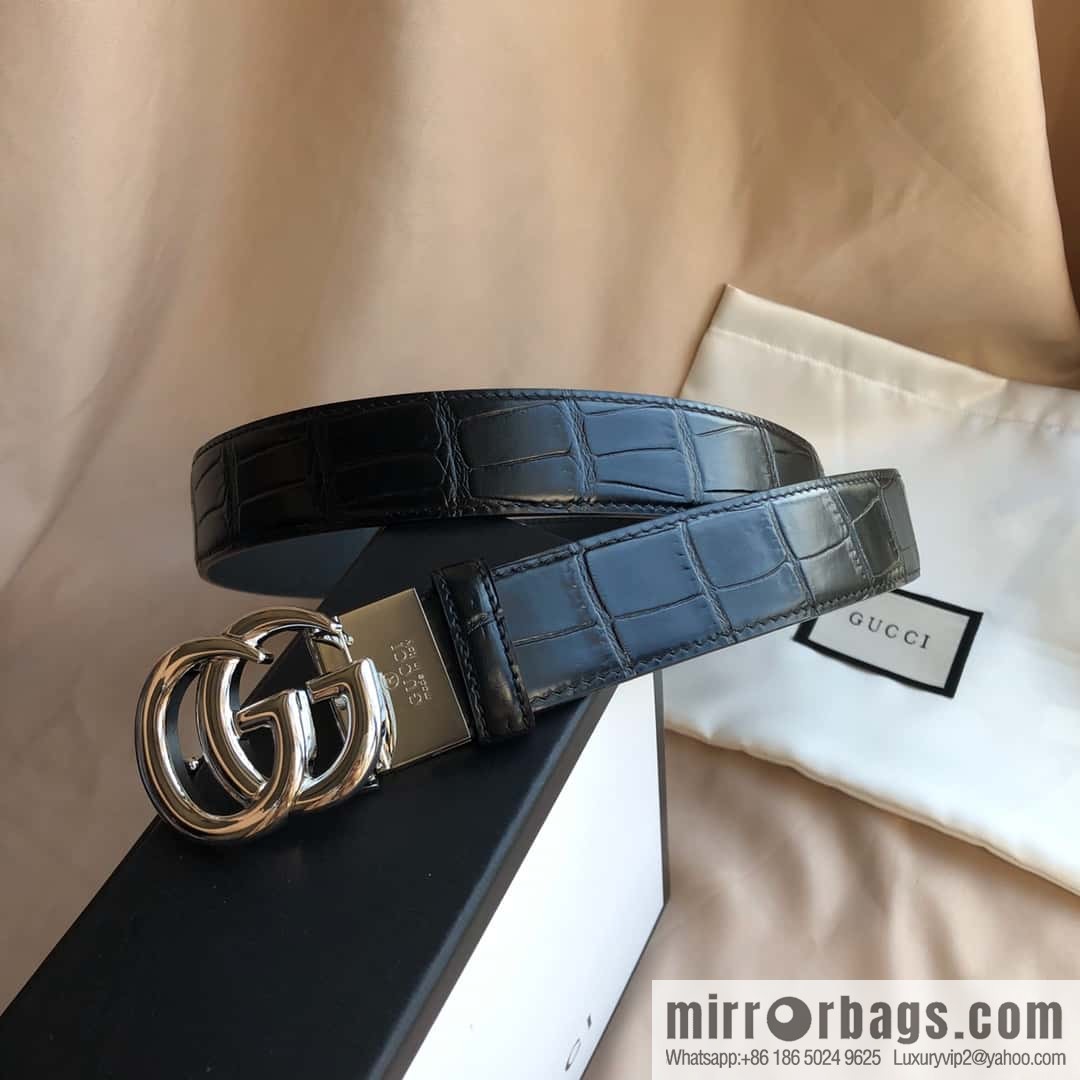 GUCCI G rotating metal clip buckle, double-sided external belt 3.5CM