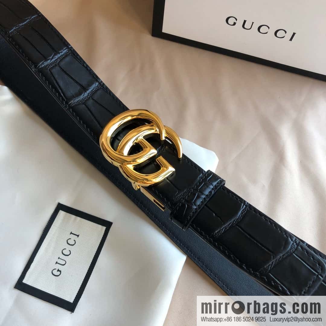 GUCCI G rotating metal clip buckle, double-sided external belt 3.5CM