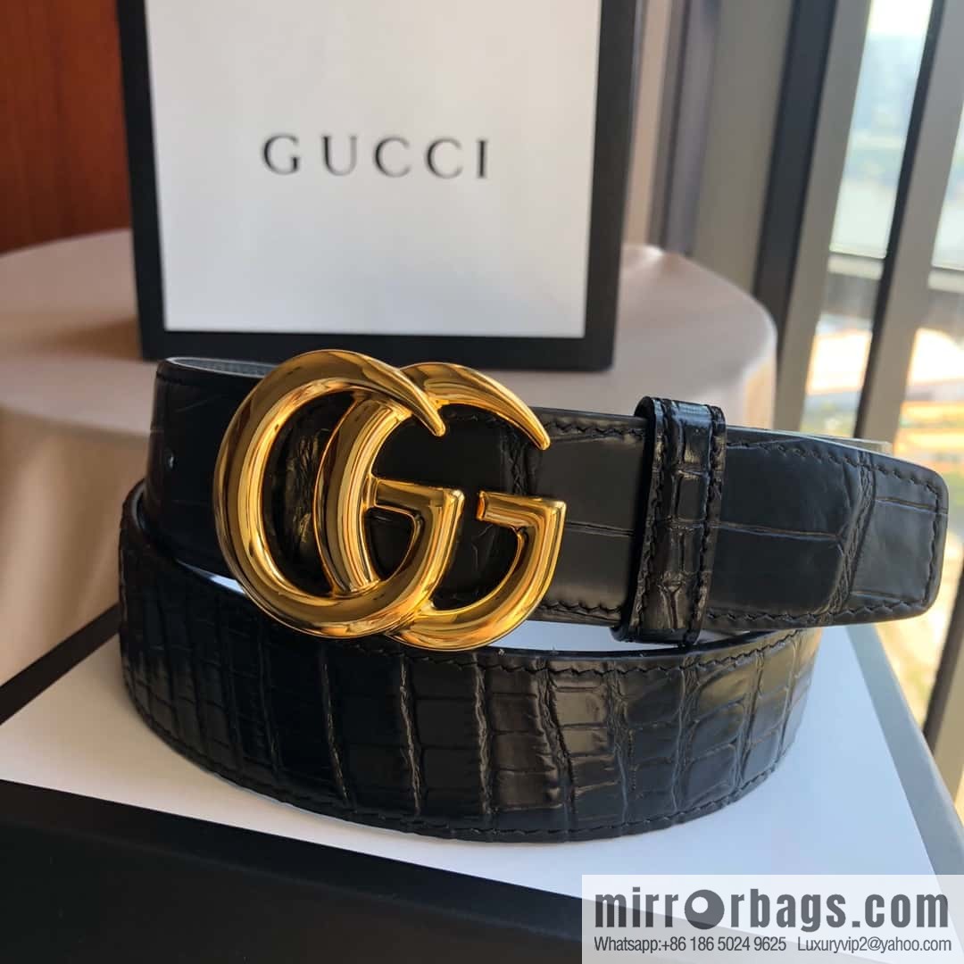 GUCCI G rotating metal clip buckle, double-sided external belt 3.5CM