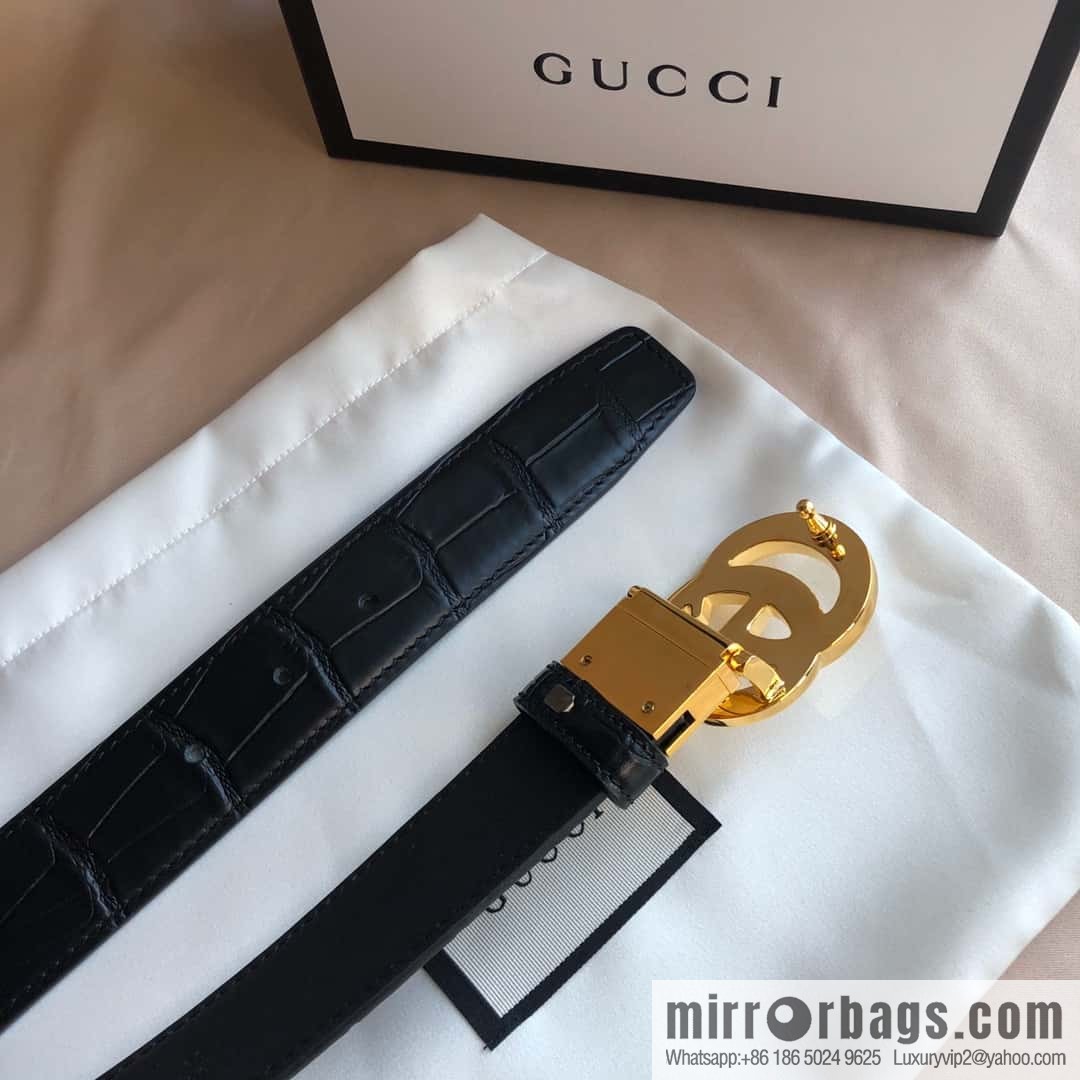 GUCCI G rotating metal clip buckle, double-sided external belt 3.5CM