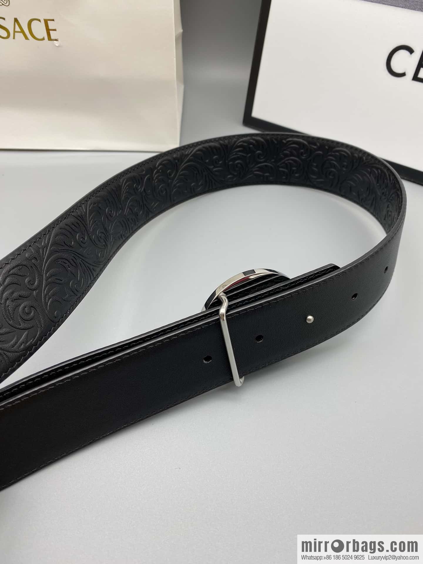 VERSACE Versace, Men's Black Cowhide Medusa Logo Belt 3.8CM