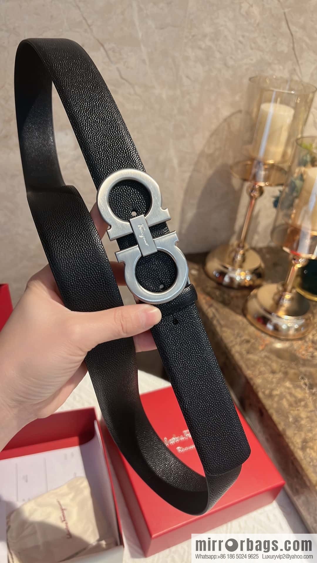 Ferragamo Ferragamo, exquisite figure 8 metal clasp, cowhide belt 3.5cm